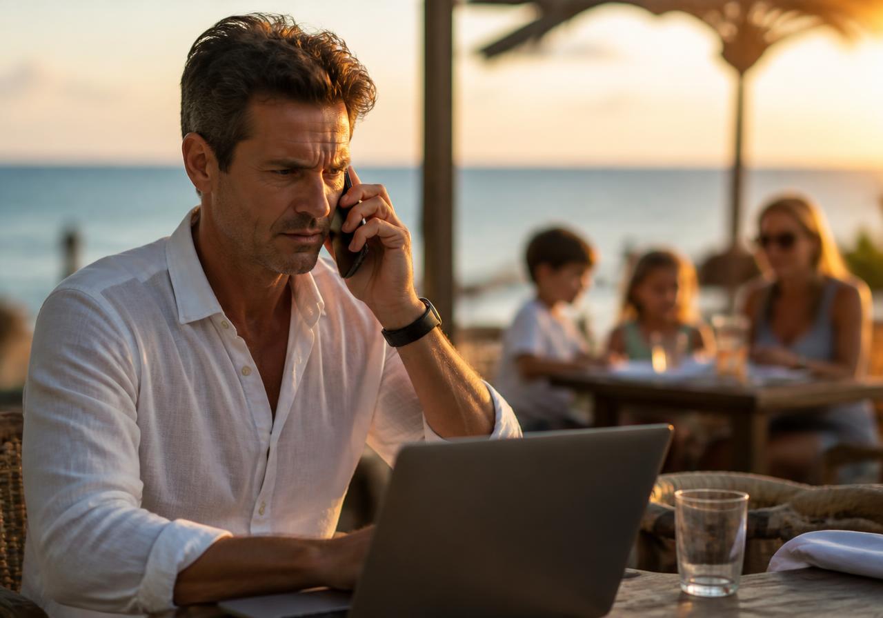 Vacations come with a laptop.